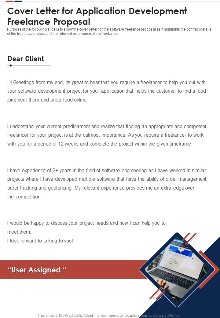 Cover Letter For Application Development Freelance Proposal One Pager Sample Example Document