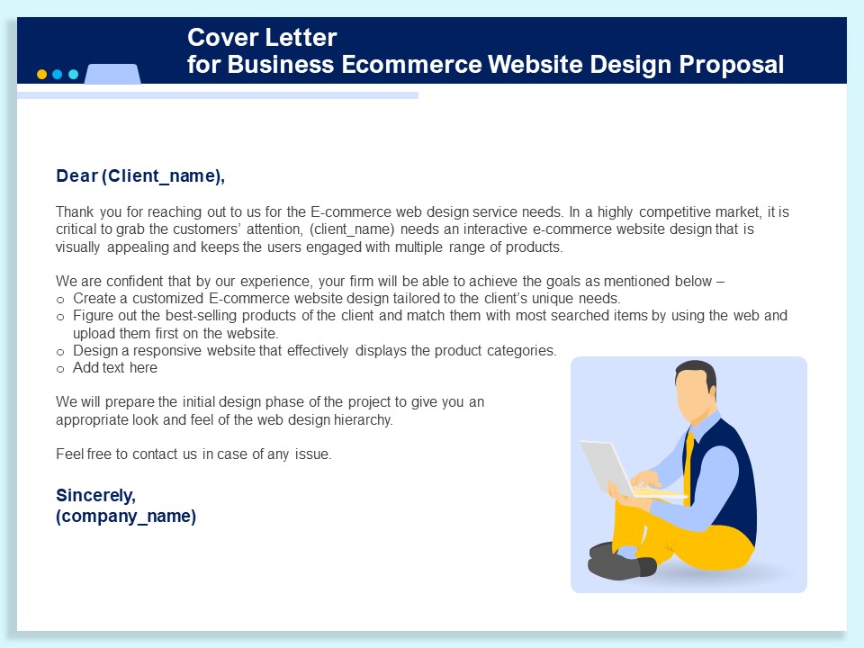 Cover Letter For Business Ecommerce Website Design Proposal Ppt PowerPoint Presentation Icon Objects PDF