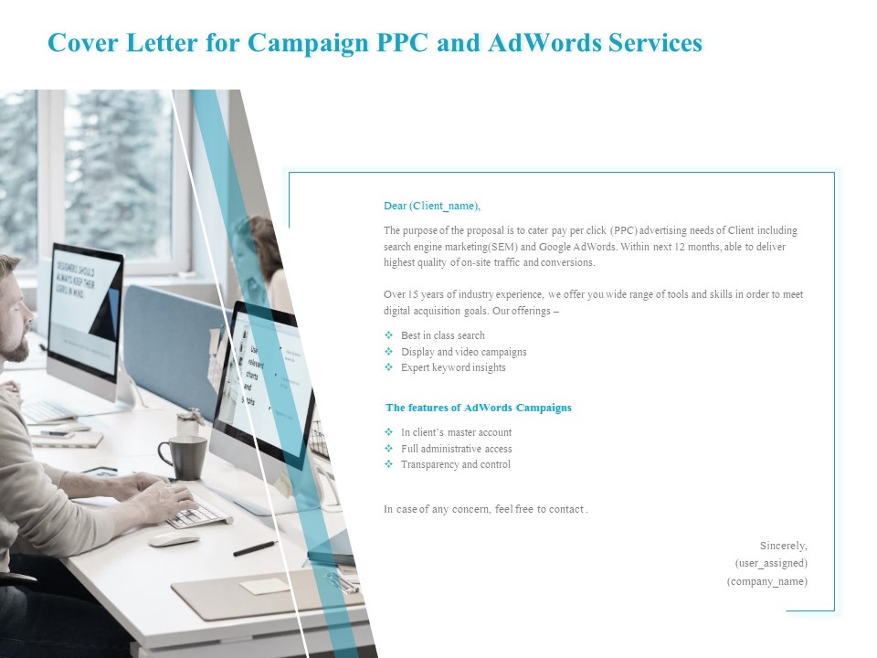 Cover Letter For Campaign PPC And Adwords Services Guidelines PDF