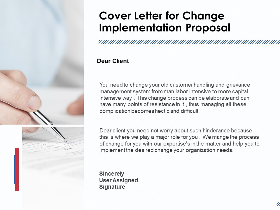 Cover Letter For Change Implementation Proposal Ppt PowerPoint Presentation Icon Guidelines