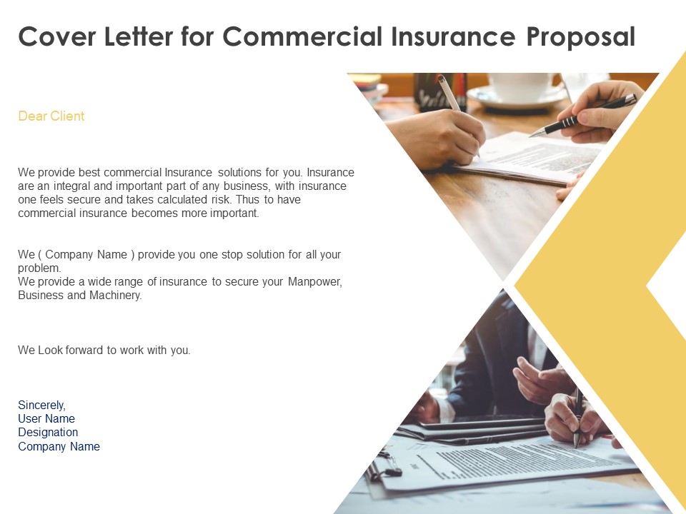 Cover Letter For Commercial Insurance Proposal Ppt Powerpoint Presentation Model