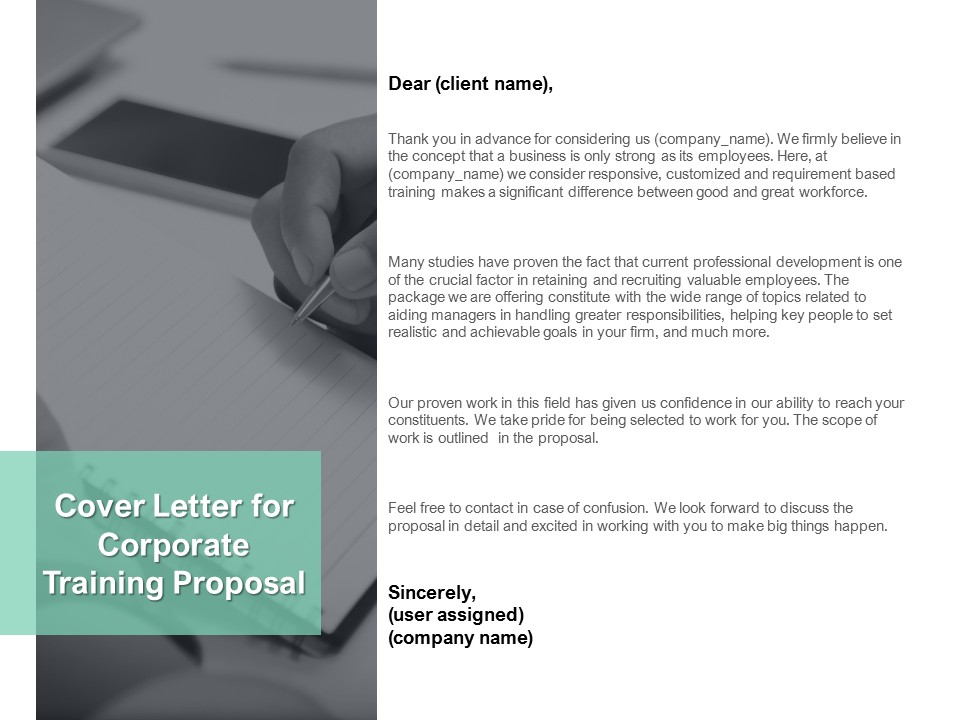 Cover Letter For Corporate Training Proposal Ppt PowerPoint Presentation Infographics Example Introduction
