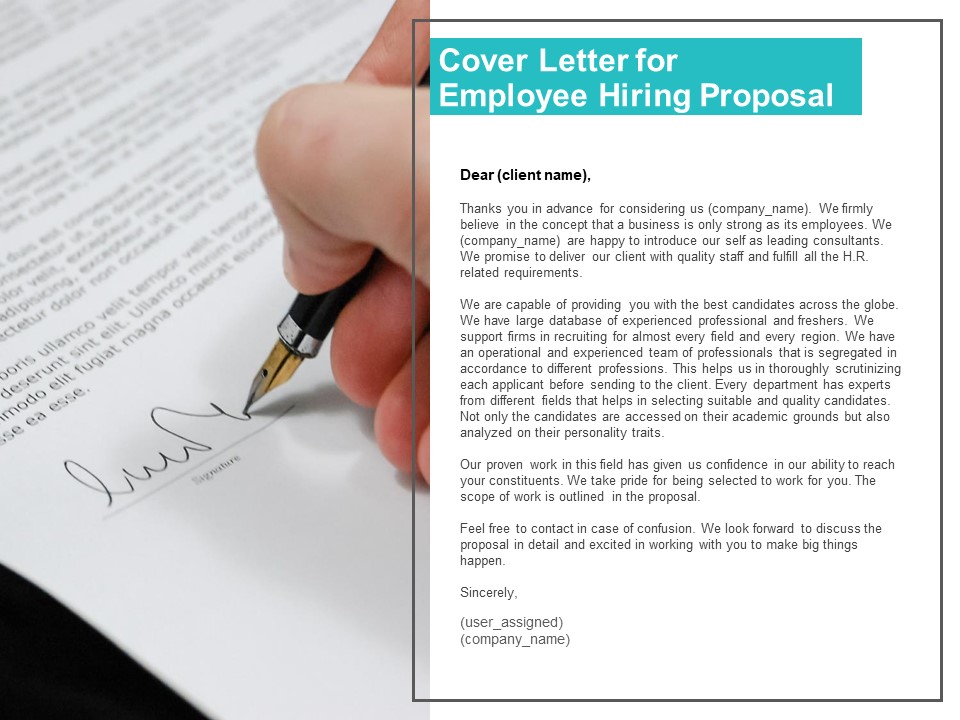 Cover Letter For Employee Hiring Proposal Ppt PowerPoint Presentation Professional Design Ideas