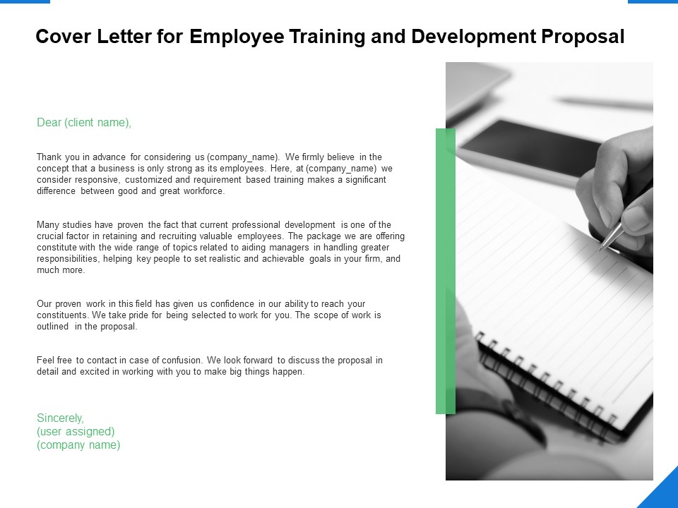 Cover Letter For Employee Training And Development Proposal Ppt PowerPoint Presentation Infographic Template Portrait