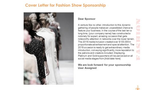 Cover Letter For Fashion Show Sponsorship Ppt PowerPoint Presentation Professional Master Slide