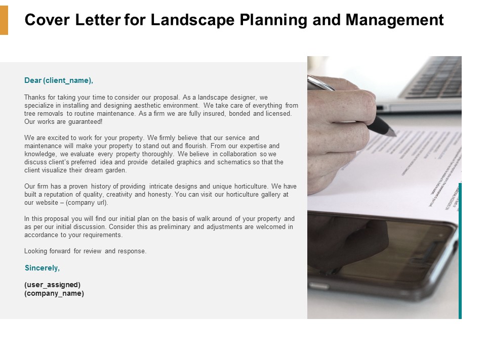 Cover Letter For Landscape Planning And Management Ppt PowerPoint Presentation Gallery Good