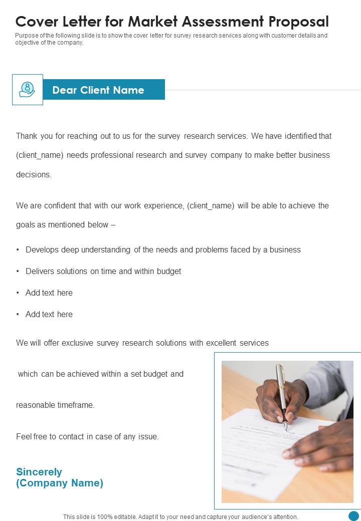 Cover Letter For Market Assessment Proposal One Pager Sample Example Document