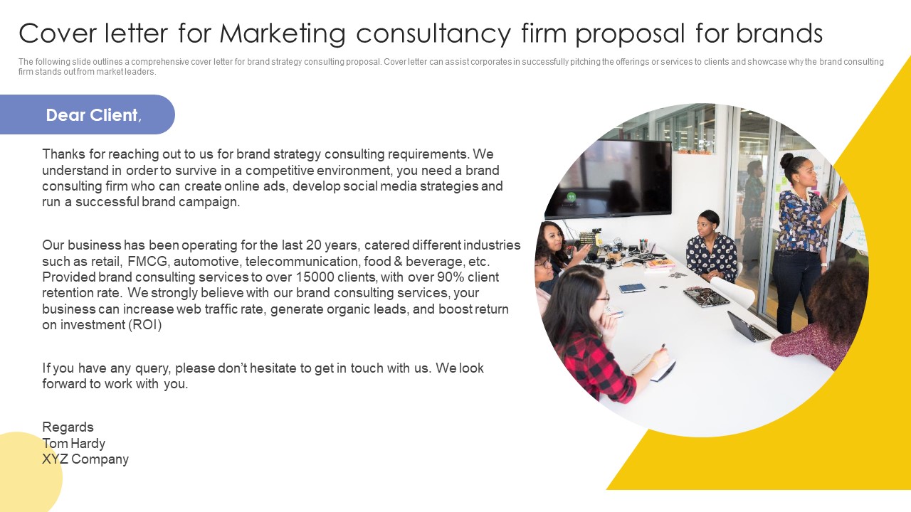 Cover Letter For Marketing Consultancy Firm Proposal For Brands Ppt Icon Layout PDF