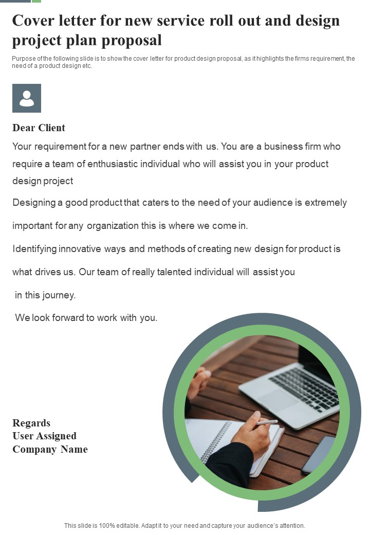 Cover Letter For New Service Roll Out And Design Project Plan Proposal One Pager Sample Example Document