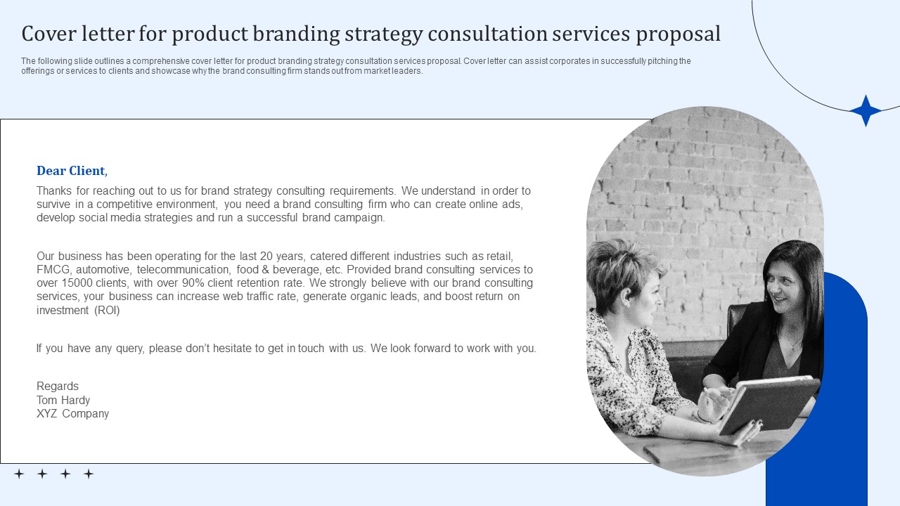 Cover Letter For Product Branding Strategy Consultation Services Proposal Pictures PDF