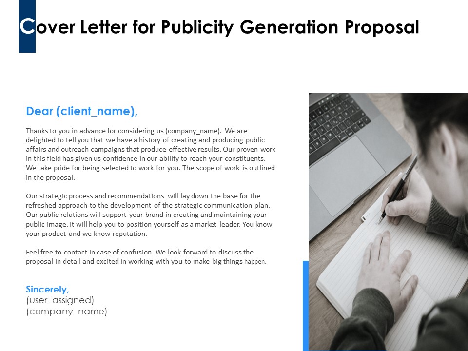 Cover Letter For Publicity Generation Proposal Ppt PowerPoint Presentation Diagram Templates