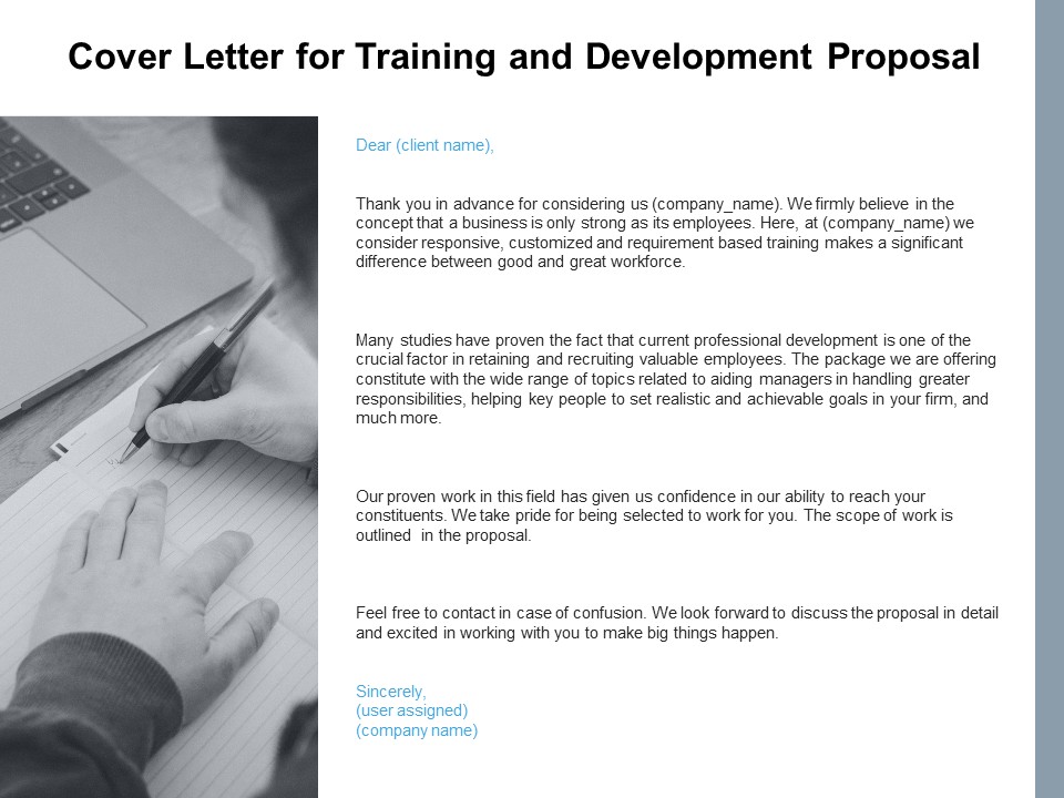 Cover Letter For Training And Development Proposal Ppt PowerPoint Presentation Show Graphics