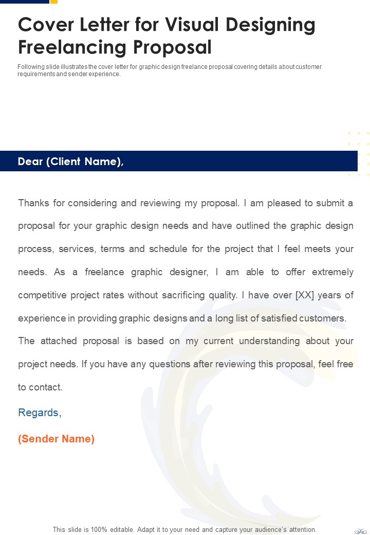 Cover Letter For Visual Designing Freelancing Proposal One Pager Sample Example Document