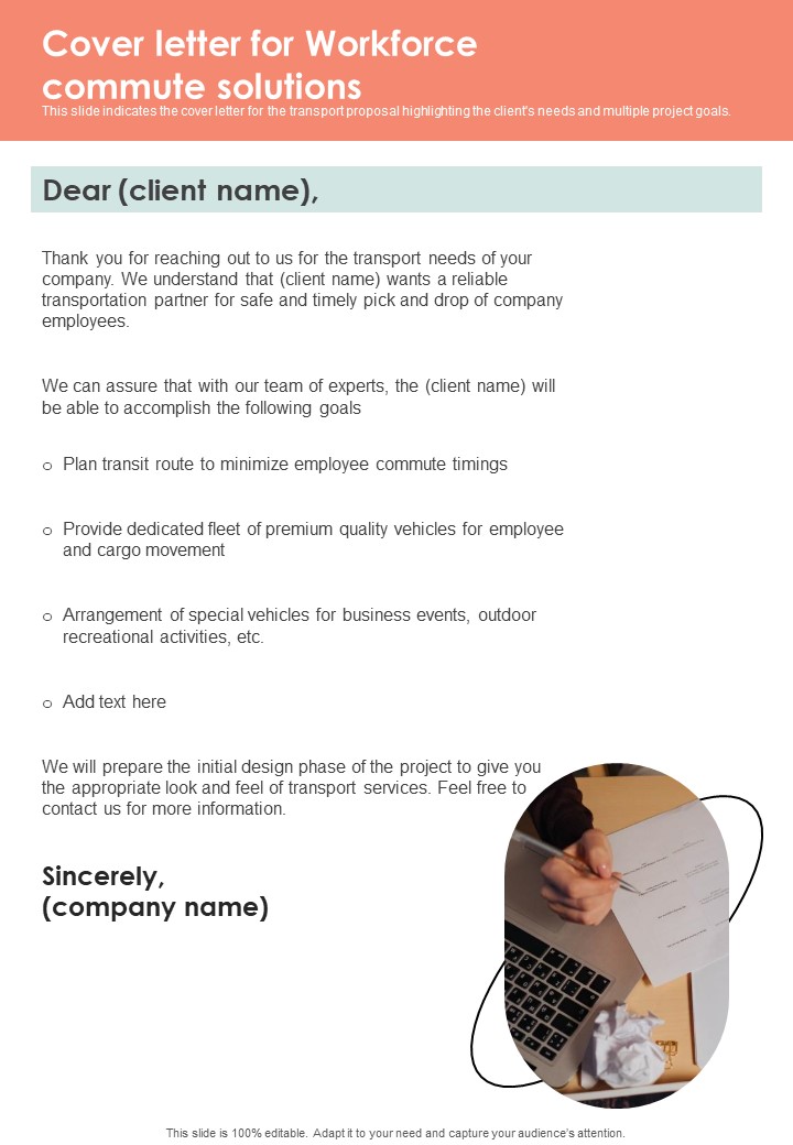 Cover Letter For Workforce Commute Solutions One Pager Sample Example Document