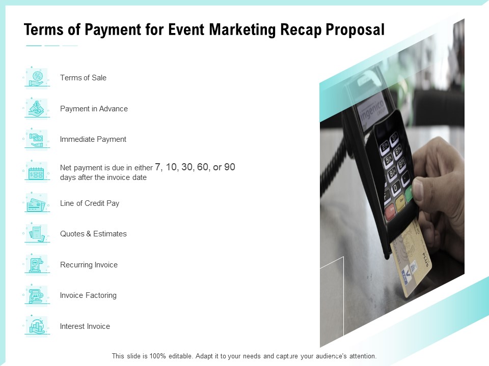 Craft The Perfect Event Proposal Terms Of Payment For Event Marketing Recap Proposal Designs PDF
