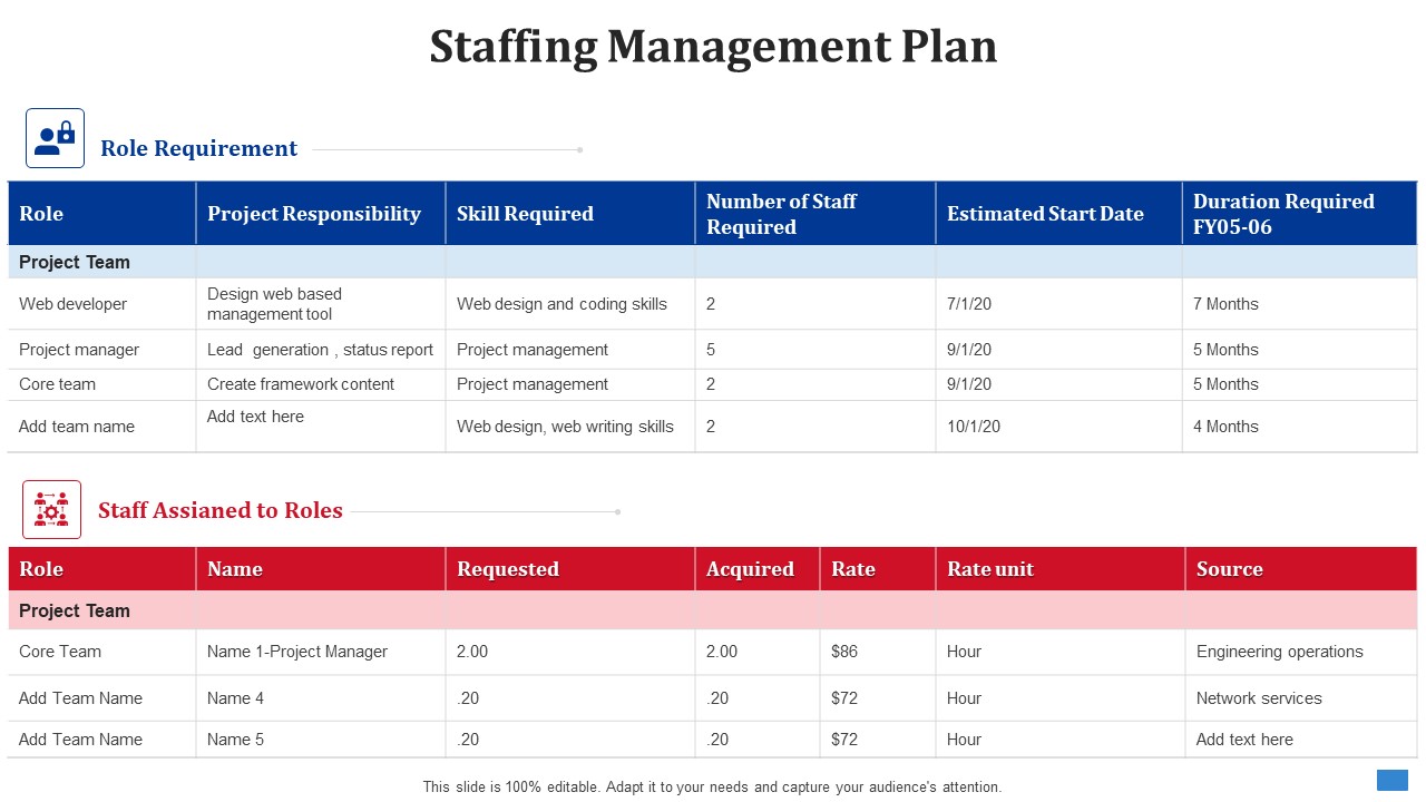 Create Timetable And Financial Forecast Bundle Staffing Management Plan Template PDF