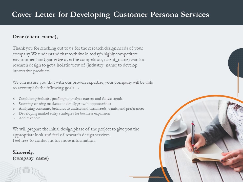 Creating Buyer Persona Cover Letter For Developing Customer Persona Services Elements PDF