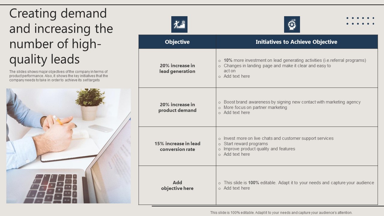 Creating Demand And Increasing The Number Of High Quality Leads Clipart PDF