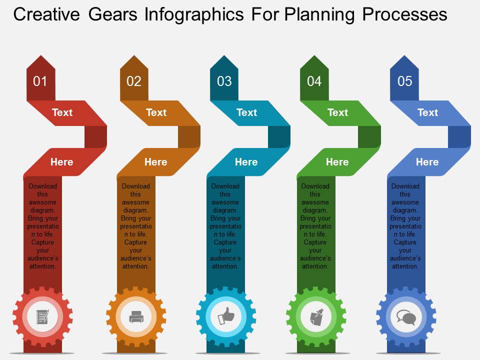 Creative Gears Infographics For Planning Processes Powerpoint Template