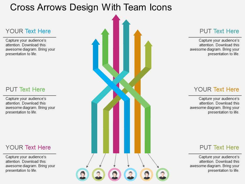 Cross Arrows Design With Team Icons Powerpoint Templates