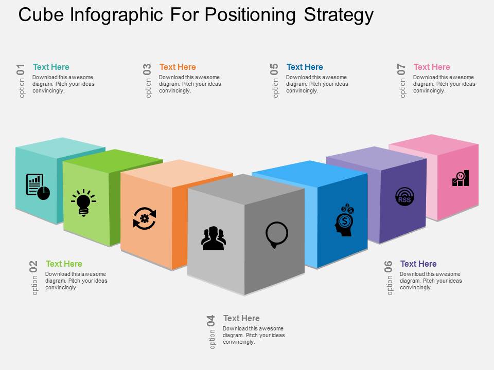 Cube Infographic For Positioning Strategy Powerpoint Template