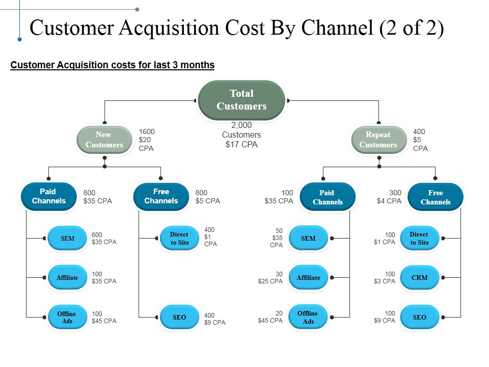 Customer Acquisition Cost By Channel Template 2 Ppt PowerPoint Presentation Slides Guidelines