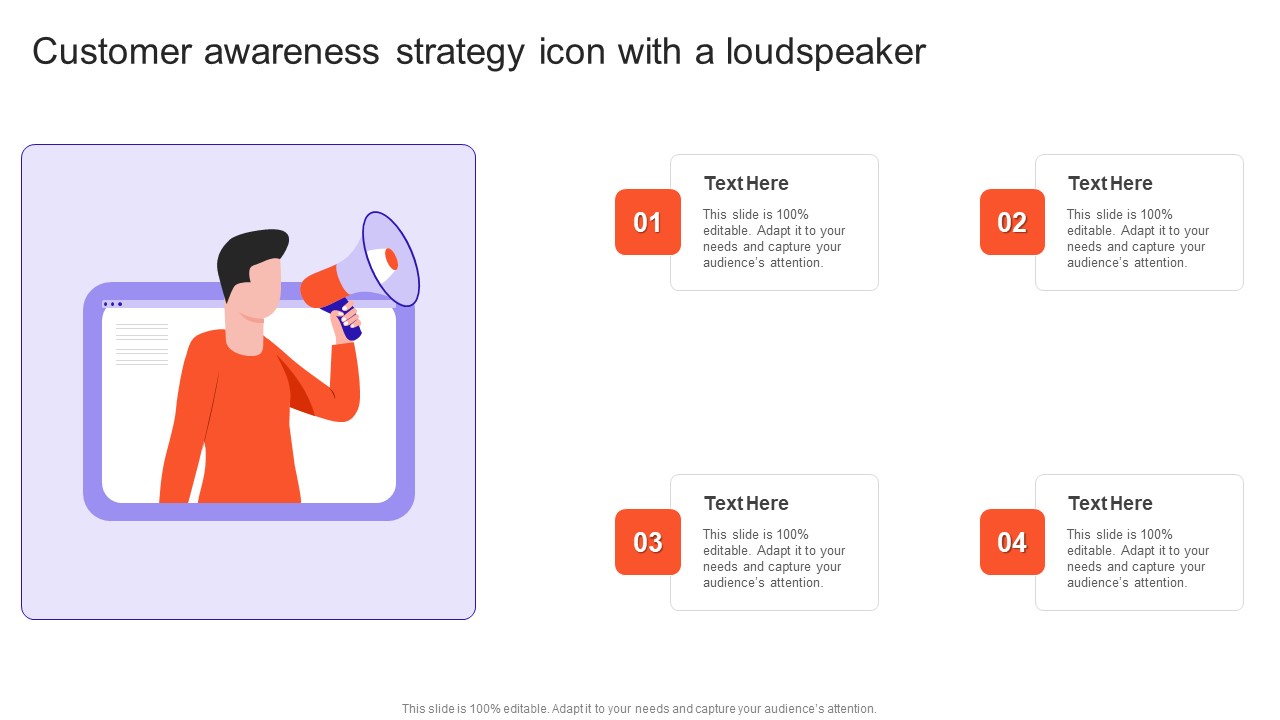Customer Awareness Strategy Icon With A Loudspeaker Topics PDF