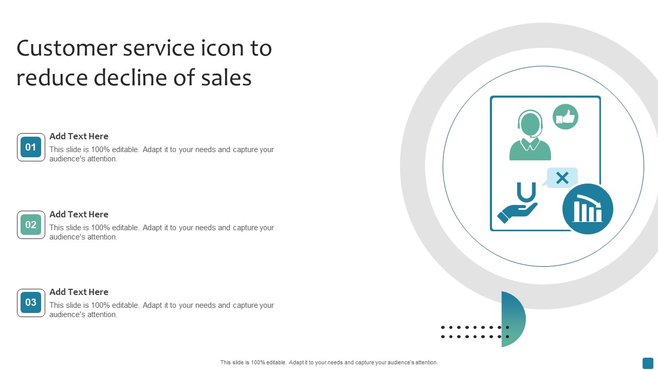 Customer Service Icon To Reduce Decline Of Sales Elements PDF