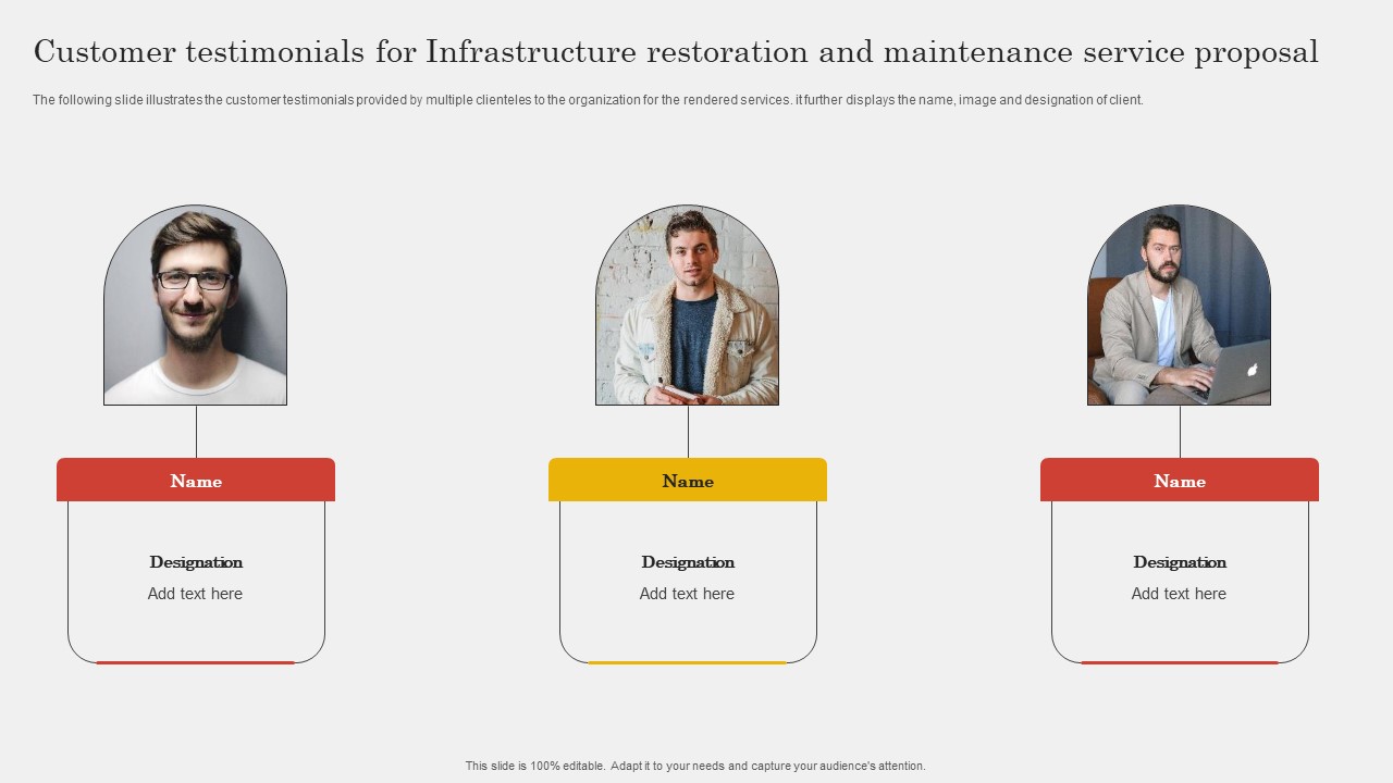 Customer Testimonials For Infrastructure Restoration And Maintenance Service Proposal Brochure PDF