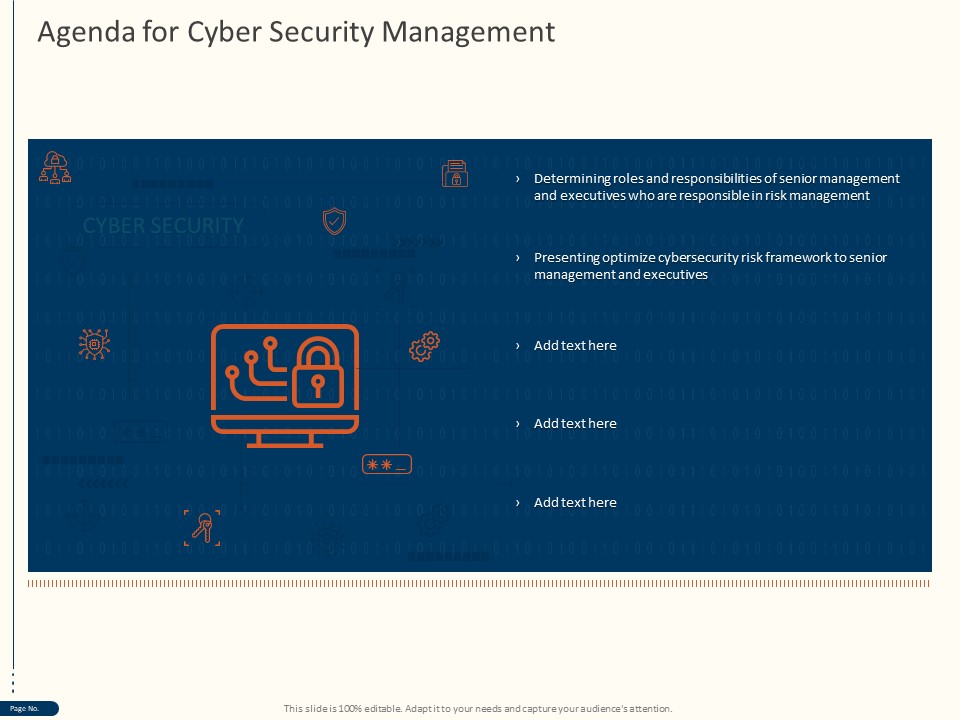 Cyber Security For Your Organization Agenda For Cyber Security Management Ppt Tips PDF