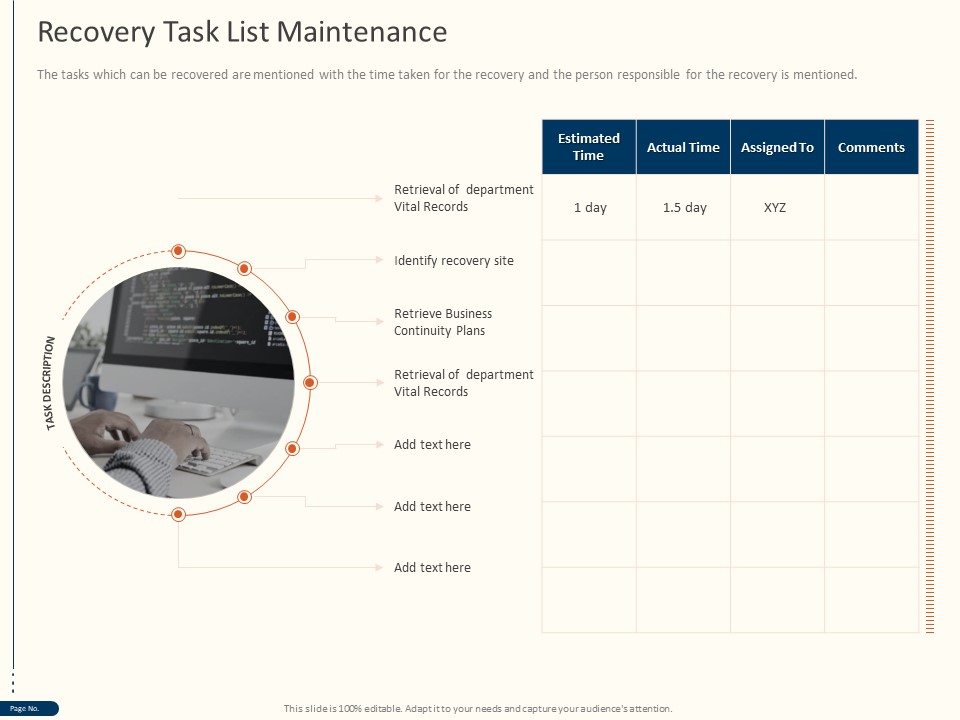 Cyber Security For Your Organization Recovery Task List Maintenance Ppt Layouts Designs Download PDF