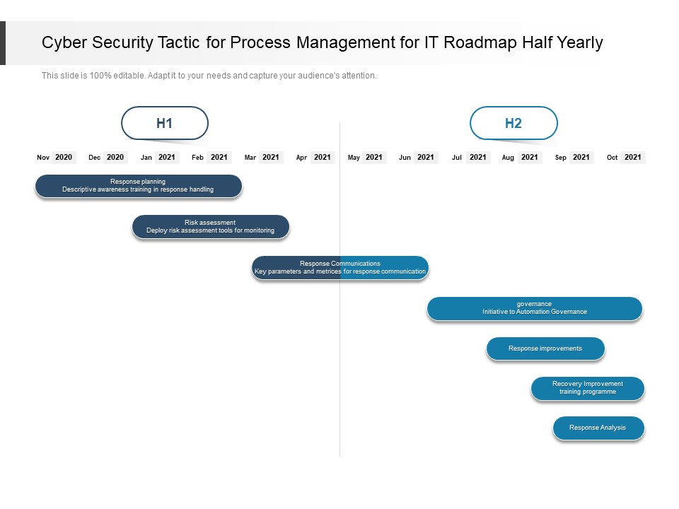 Cyber Security Tactic For Process Management For IT Roadmap Half Yearly Topics