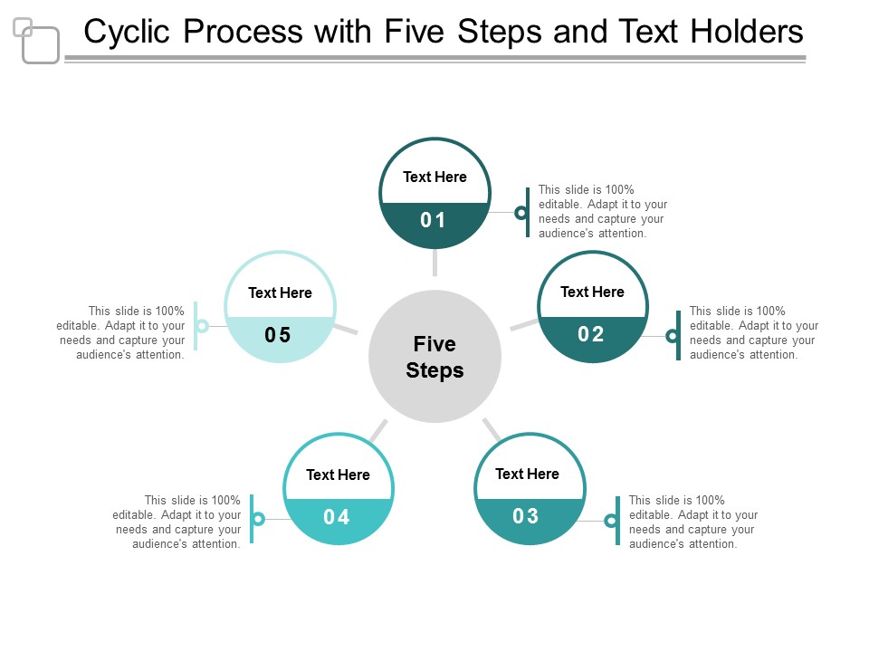cyclic process with five steps and text holders ppt powerpoint presentation background image