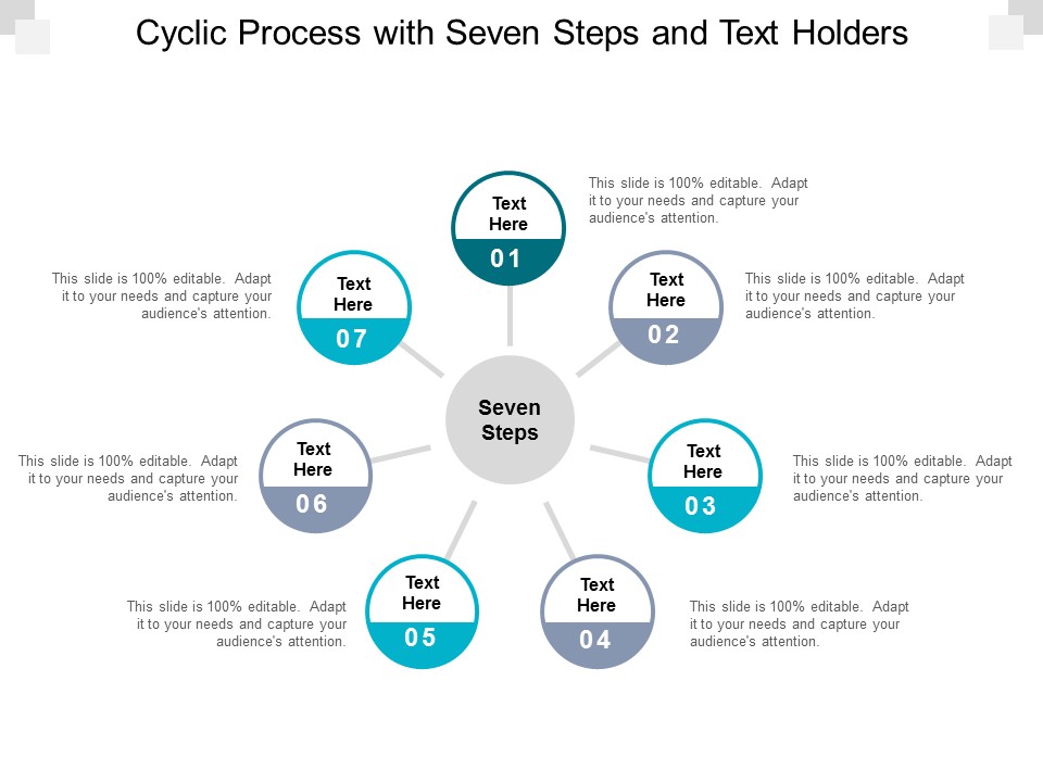 cyclic process with seven steps and text holders ppt powerpoint presentation ideas vector