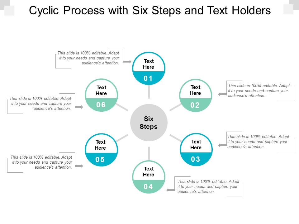 cyclic process with six steps and text holders ppt powerpoint presentation professional file formats