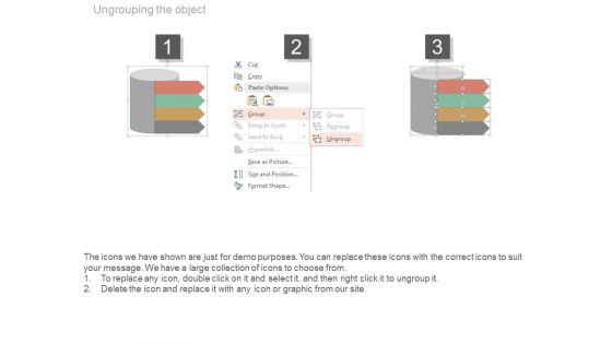 Cylinder With Four Corporate Marketing Steps Powerpoint Template
