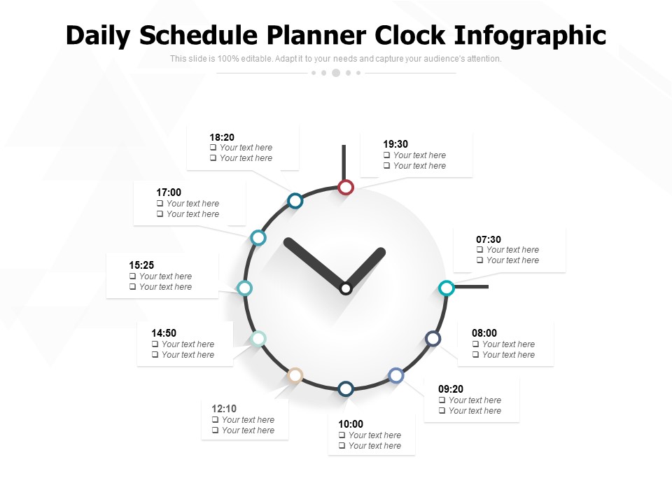 Daily Schedule Planner Clock Infographic Ppt Powerpoint Presentation Outline Summary