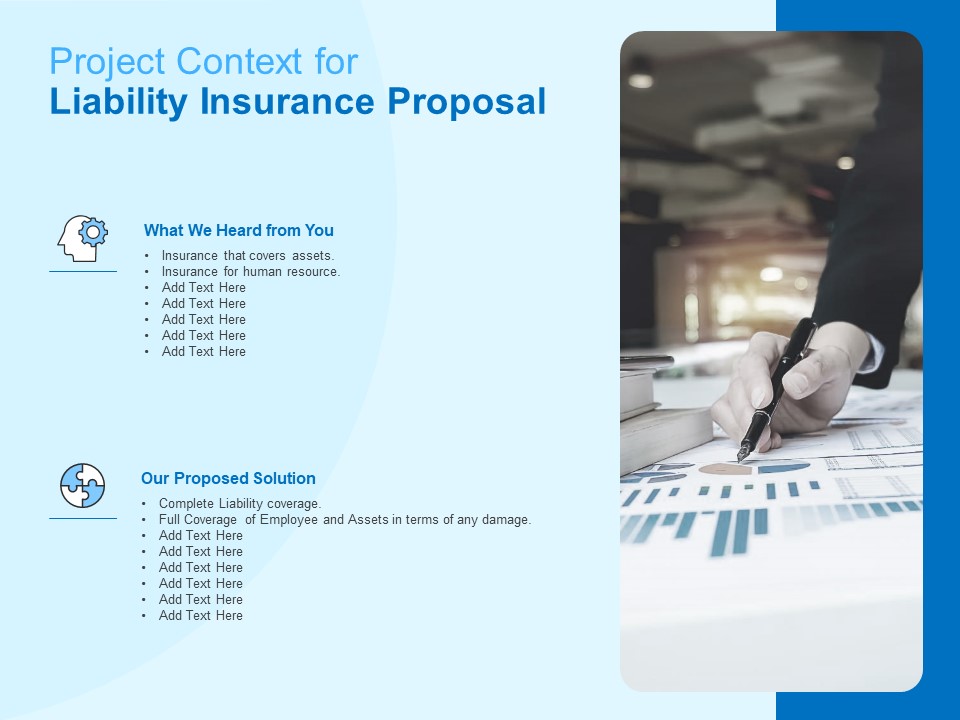 Damage Security Insurance Proposal Project Context For Liability Insurance Proposal Ppt File Examples PDF