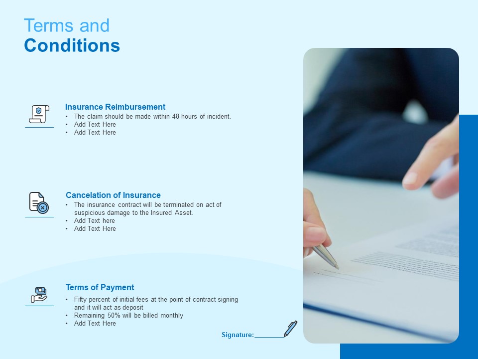 Damage Security Insurance Proposal Terms And Conditions Ppt Pictures Visual Aids PDF