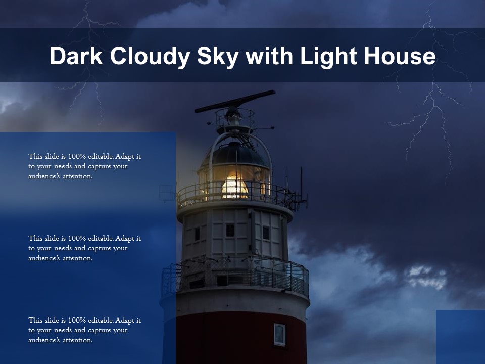Dark Cloudy Sky With Light House Ppt PowerPoint Presentation Summary Themes PDF