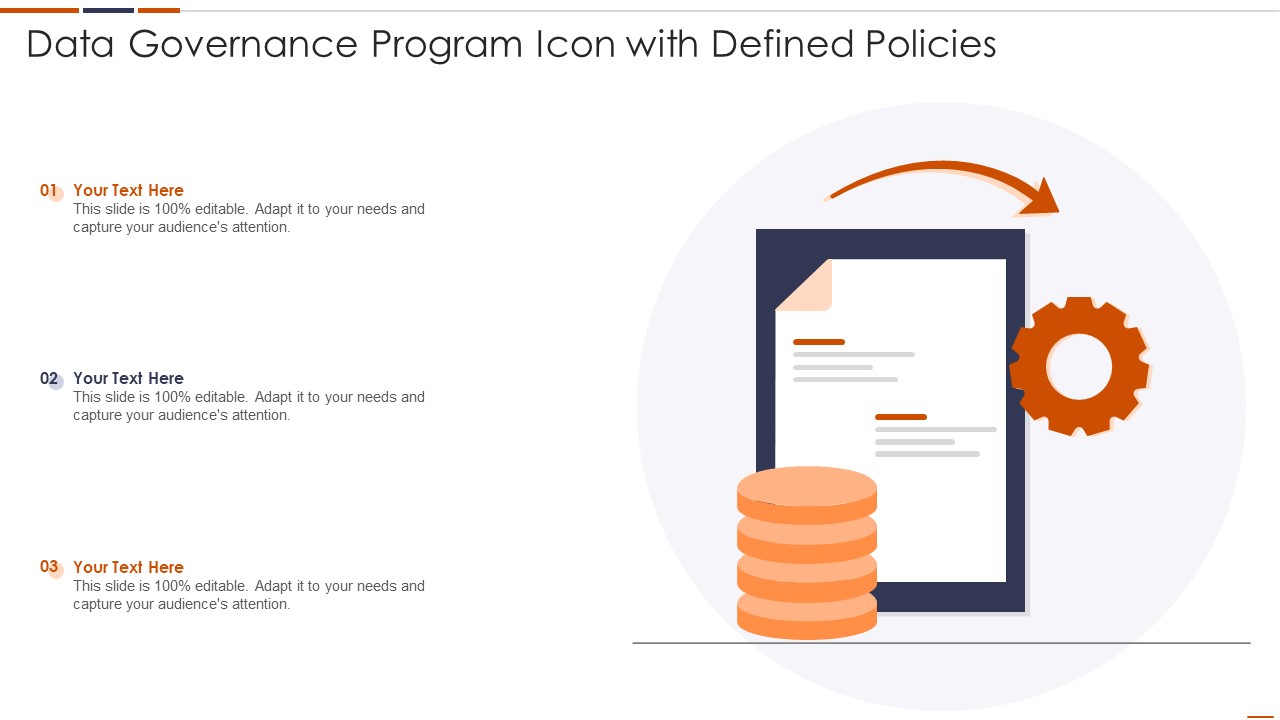 Data Governance Program Icon With Defined Policies Ideas PDF