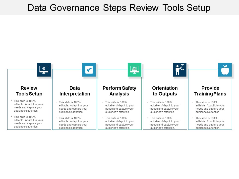 Data Governance Steps Review Tools Setup Ppt PowerPoint Presentation Visual Aids Diagrams