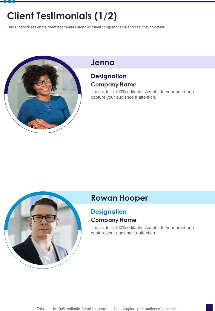 Data Hub Services Proposal Client Testimonials One Pager Sample Example Document