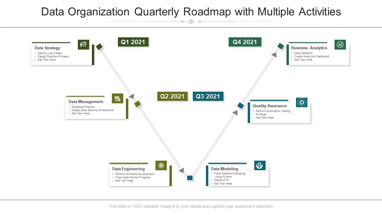 Data Organization Quarterly Roadmap With Multiple Activities Professional