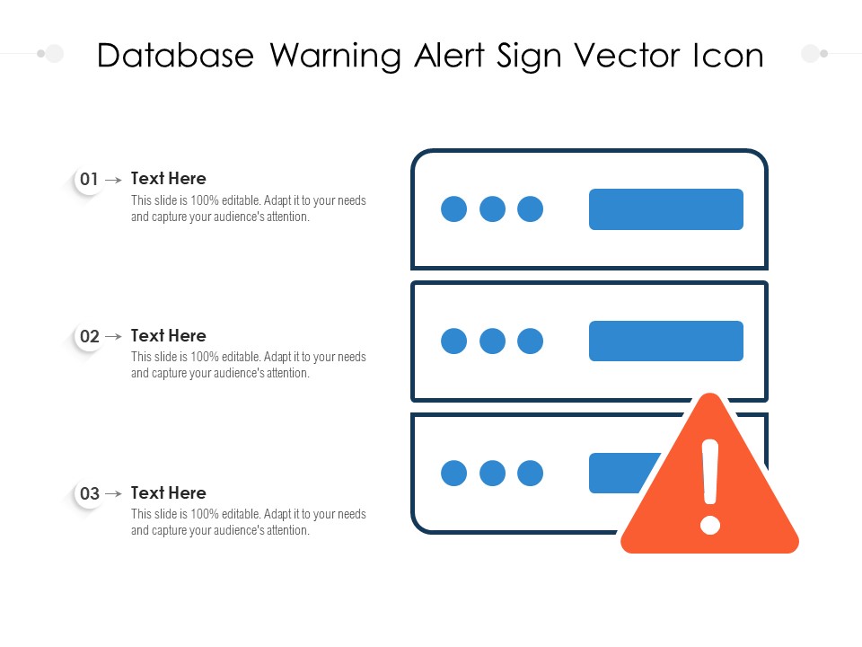 Database Warning Alert Sign Vector Icon Ppt PowerPoint Presentation File Grid PDF