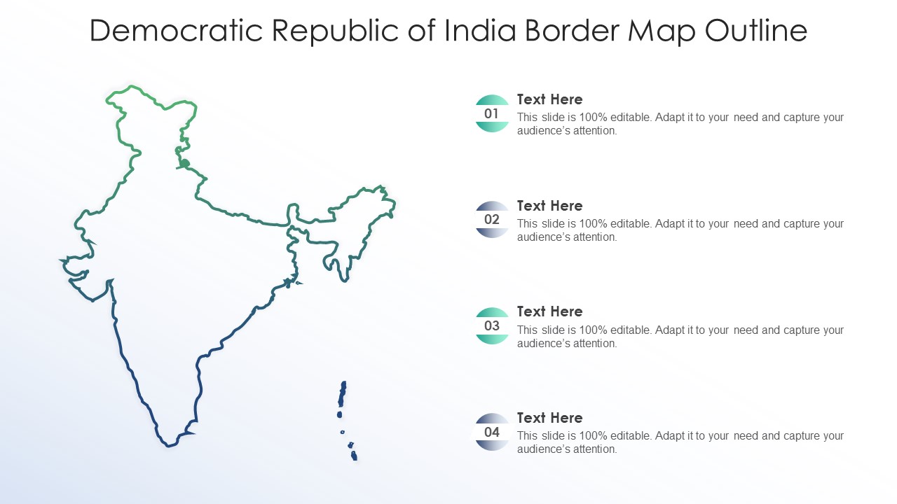 Democratic Republic Of India Border Map Outline Ppt PowerPoint Presentation File Samples PDF