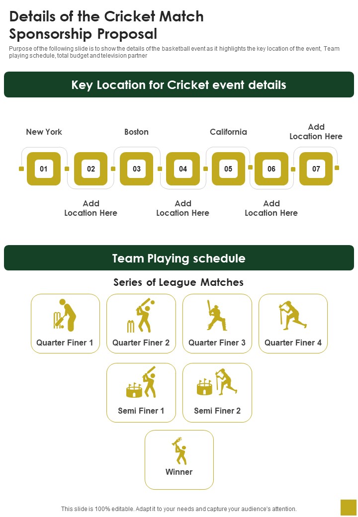 Details Of The Cricket Match Sponsorship Proposal One Pager Sample Example Document