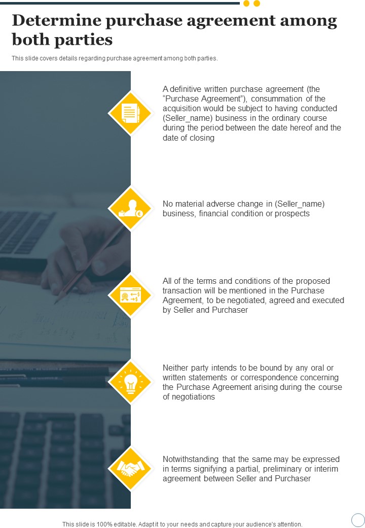 Determine Purchase Agreement Among Both Parties One Pager Sample Example Document