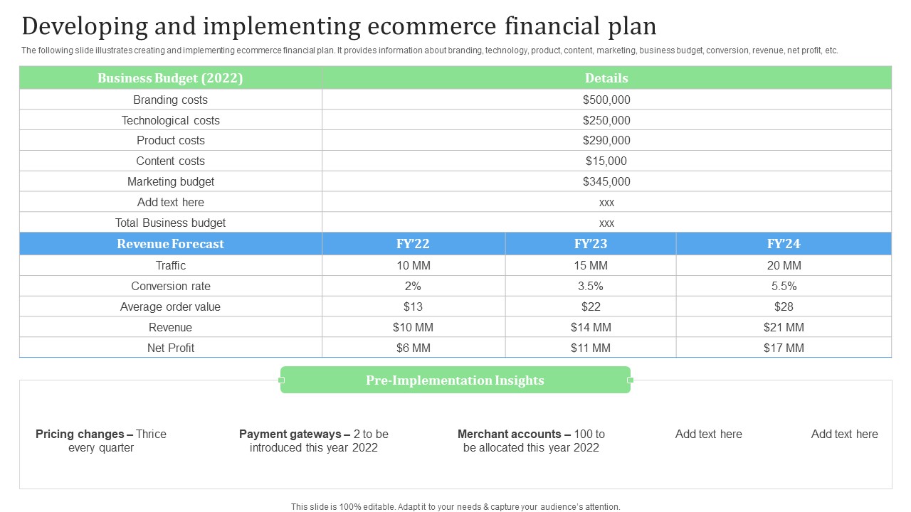 Developing And Implementing Ecommerce Financial Plan Financial Management Strategies Portrait PDF