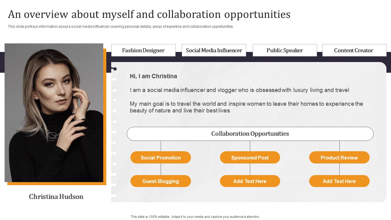 Developing Appealing Persona An Overview About Myself And Collaboration Portrait PDF